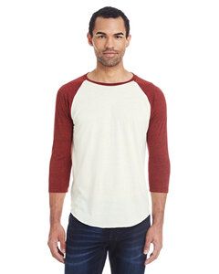 Threadfast 302G - Unisex Triblend 3/4-Sleeve Raglan Crm/Crd Blk Trb