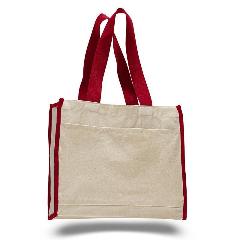 Q-Tees Q1100 - Canvas Gusset Tote Bag with Colored Handles