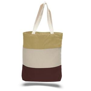 Q-Tees Q125900 - Canvas Tri-Color Professional Tote Bag Chocolate