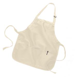 Q-Tees Q4250 - Medium Length Apron with 3 Compartment Pouch Natural