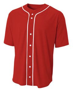 A4 A4NB4184 - Youth Full Button Baseball Top Scarlet