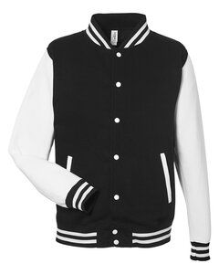 AWDis JHA043 - JUST HOODS by Adult Letterman Jacket Jet Black/ White