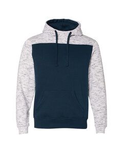 J. America JA8676 - Adult Melange Color Block Hood Navy/ White