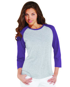 LAT LA3530 - Ladies' Baseball Fine Jersey Tee Vintage Heather/ Vnt Purple