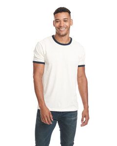 Next Level NL3604 - Men's Premium Fitted Cotton Ringer Tee Natural/ Midnight Navy