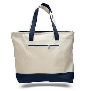 Q-Tees Q1300 - Canvas Zipper Tote Bag Navy