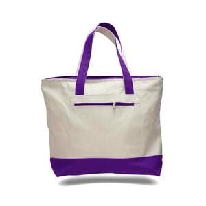 Q-Tees Q1300 - Canvas Zipper Tote Bag Purple