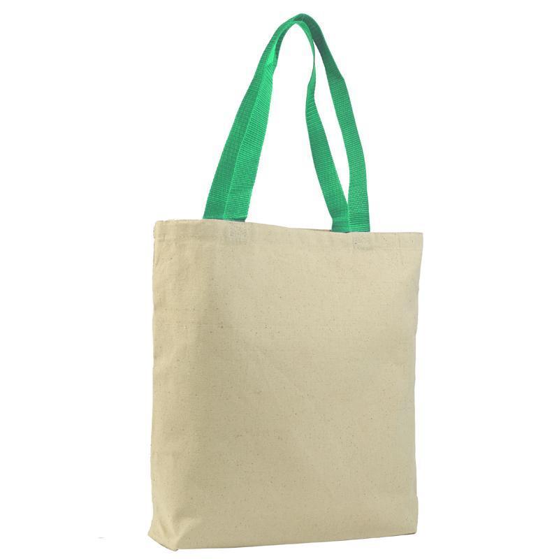 Q-Tees Q4400 - Promotional Tote with Bottom Gusset and Colored Handles