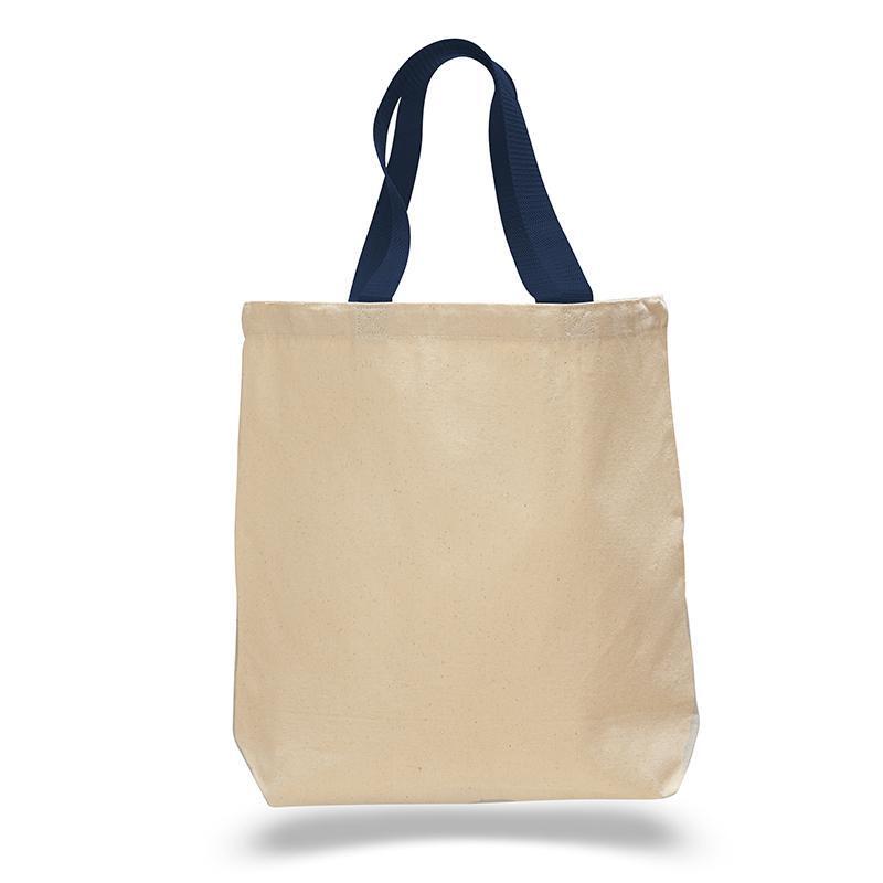 Q-Tees Q4400 - Promotional Tote with Bottom Gusset and Colored Handles