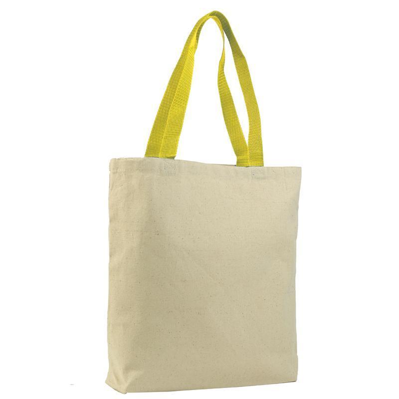 Q-Tees Q4400 - Promotional Tote with Bottom Gusset and Colored Handles