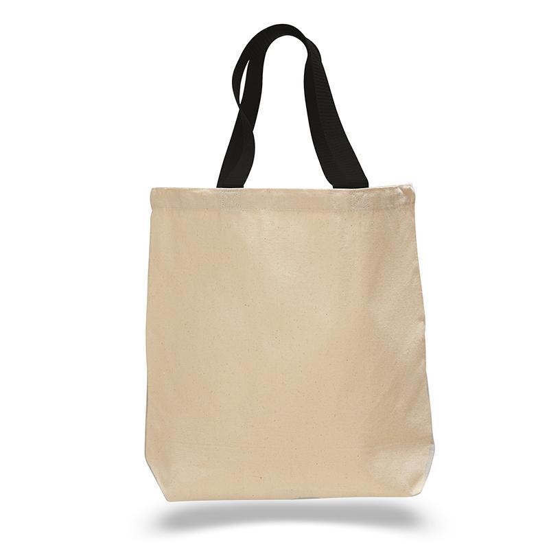 Q-Tees Q4400 - Promotional Tote with Bottom Gusset and Colored Handles