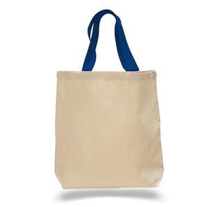 Q-Tees Q4400 - Promotional Tote with Bottom Gusset and Colored Handles Royal blue