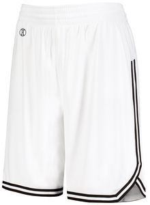 Holloway 224377 - Ladies Retro Basketball Shorts White/Black