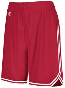 Holloway 224377 - Ladies Retro Basketball Shorts Scarlet/White
