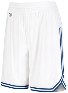 Holloway 224377 - Ladies Retro Basketball Shorts White/Royal