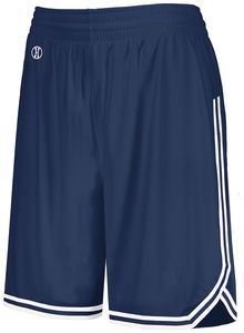 Holloway 224377 - Ladies Retro Basketball Shorts Navy/White
