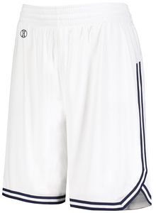 Holloway 224377 - Ladies Retro Basketball Shorts White/Navy