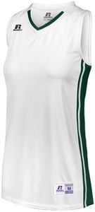 Russell 4B1VTX - Ladies Legacy Basketball Jersey White/Dark Green