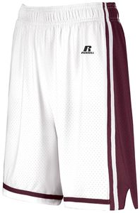 Russell 4B2VTX - Ladies Legacy Basketball Shorts White/Maroon