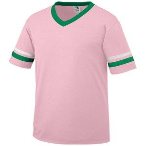 Augusta Sportswear 361 - Youth Sleeve Stripe Jersey Light Pink/ Kelly/ White