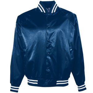 Augusta Sportswear 3610 - Satin Baseball Jacket/Striped Trim Navy/White