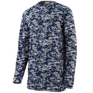Augusta Sportswear 2789 - Youth Digi Camo Wicking Long Sleeve T Shirt Navy Digi