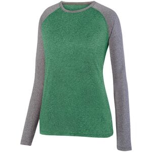 Augusta Sportswear 2817 - Ladies Kinergy Two Color Long Sleeve Raglan Tee Dark Green Heather/Graphite Heather
