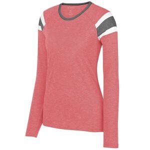 Augusta Sportswear 3012 - Ladies Long Sleeve Fanatic Tee Red/Slate/White
