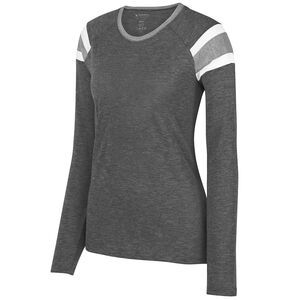 Augusta Sportswear 3012 - Ladies Long Sleeve Fanatic Tee Slate/ Athletic Heather/ White