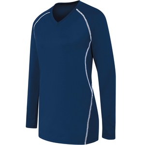 HighFive 342162 - Ladies Long Sleeve Solid Jersey Navy/White