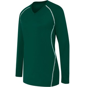 HighFive 342162 - Ladies Long Sleeve Solid Jersey Forest/White