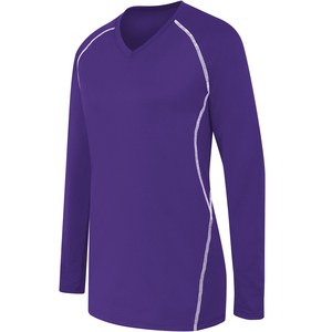 HighFive 342162 - Ladies Long Sleeve Solid Jersey Purple/White