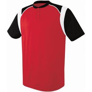 HighFive 312201 - Youth Wildcard Two Button Jersey Scarlet/ Black/ White