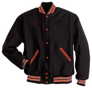 Holloway 224182 - Letterman Jacket Black/Burnt Orange/White