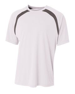 A4 A4NB3001 - Youth Spartan Short Sleeve Color Block Crew White/Graphite