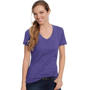 Hanes S04V - Hanes® Ladies' Nano-T® Cotton V-Neck T-Shirt Purple