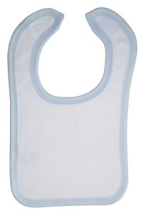 Infant Blanks 1024B - WHITE BIB WITH BLUE TRIM Pool Blue