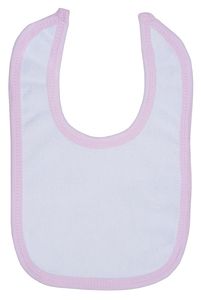 Infant Blanks 1024P - WHITE BIB WITH PINK TRIM