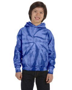 Tie-Dye CD877Y - Youth 8.5 oz. Tie-Dyed Pullover Hooded Sweatshirt Spider Royal