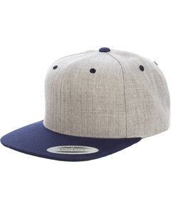Yupoong 6089MT - Adult 6-Panel Structured Flat Visor Classic Two-Tone Snapback Heather/Navy