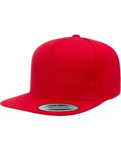 Yupoong YP5089 - Adult 5-Panel Structured Flat Visor Classic Snapback Cap Red