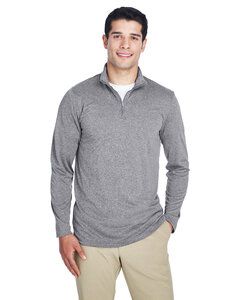 UltraClub 8618 - Men's Cool & Dry Heathered Performance Quarter-Zip Charcoal Heather