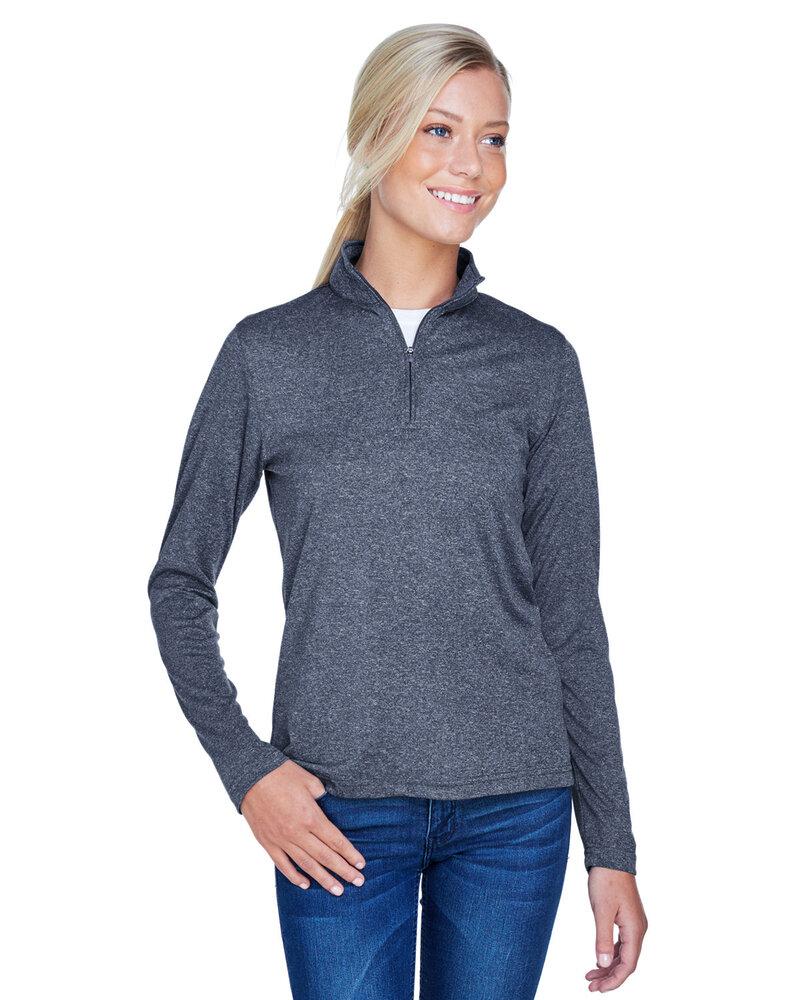 UltraClub 8618W - Ladies Cool & Dry Heathered Performance Quarter-Zip