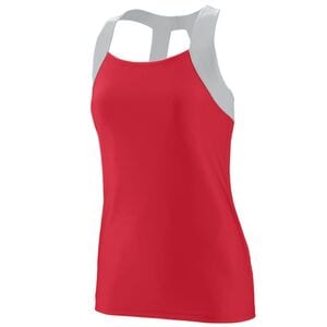 Augusta Sportswear 1208 - Ladies Jazzy Open Back Tank Red/Metallic Silver