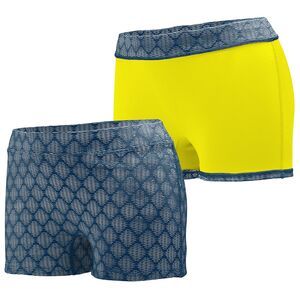 Augusta Sportswear 1227 - Ladies Impress Shorts Navy Plexus Print/Power Yellow
