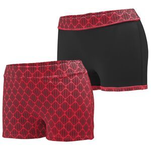 Augusta Sportswear 1227 - Ladies Impress Shorts Red Plexus Print/Black