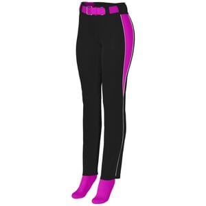 Augusta Sportswear 1243 - Girls Outfield Pant Black/ Power Pink/ White