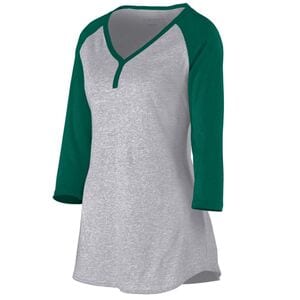 Augusta Sportswear 1263 - Ladies Rave Henley Athletic Heather/ Dark Green