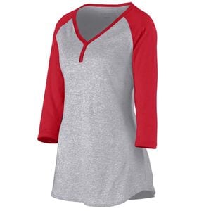 Augusta Sportswear 1263 - Ladies Rave Henley Athletic Heather/Red
