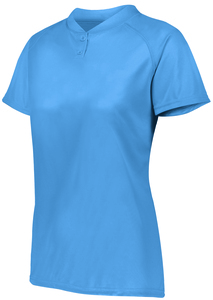 Augusta Sportswear 1567 - Ladies Attain Wicking Two Button Softball Jersey Columbia Blue